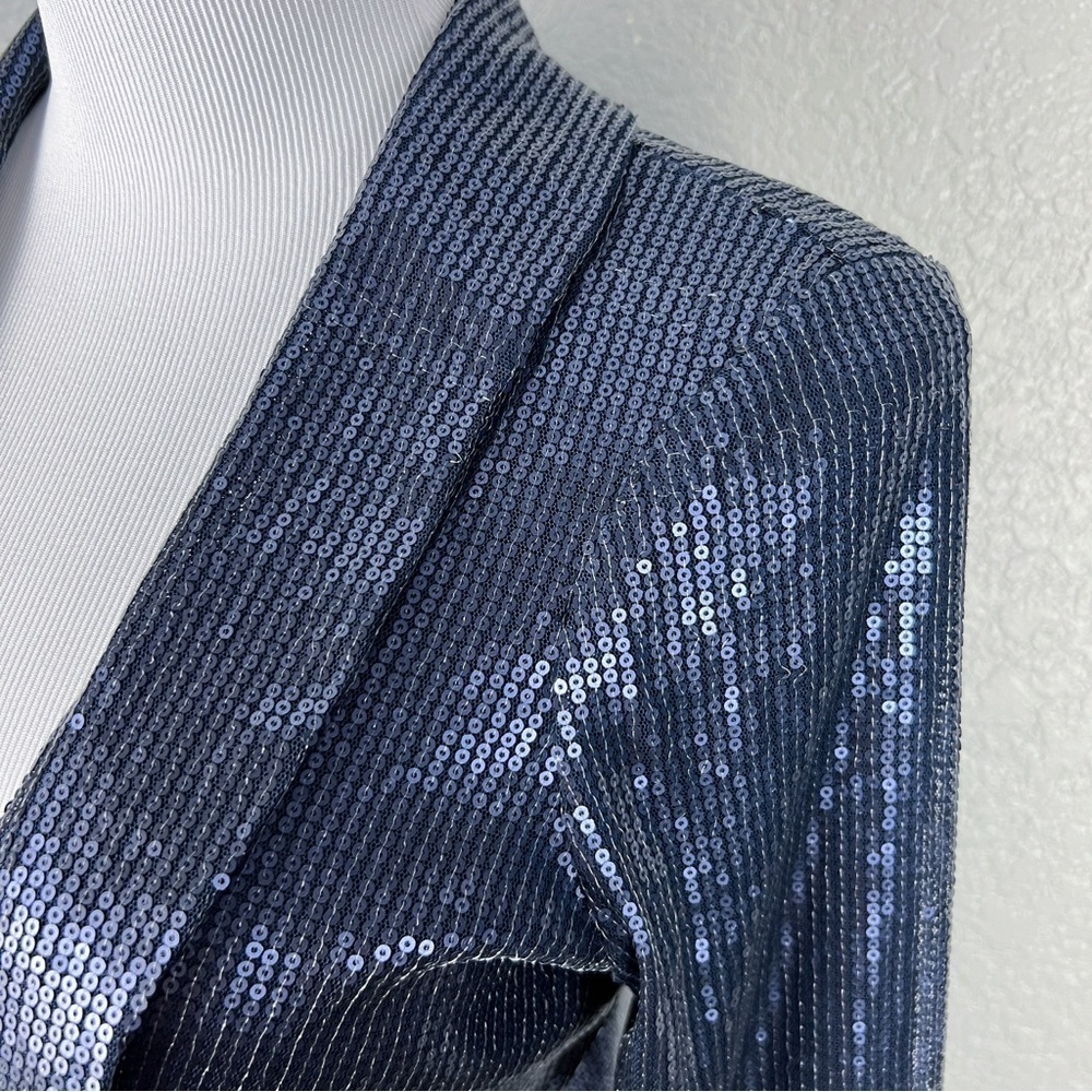 Michael Stars Anthropologie NWT Blue Sequin Cropped Jacket S Party NYE Glam - Picture 3 of 10